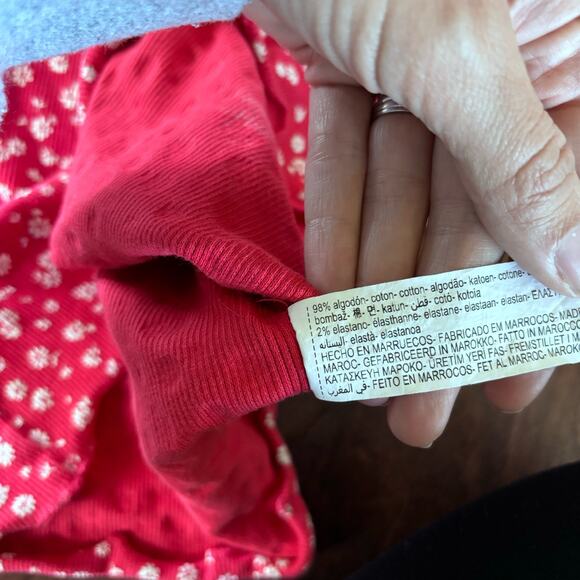Zara Girls Size 13-14Y Short Sleeve Cropped Tee Shirt Red Floral Baby Tee Ribbed - Picture 3 of 6